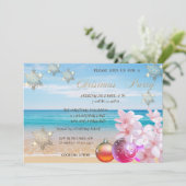 Beach, Plumeria, kerstballen Corporate Party Kaart (Staand voorkant)