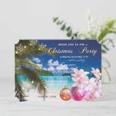 Beach, Plumeria, kerstballen Corporate Party Kaart (Staand voorkant)