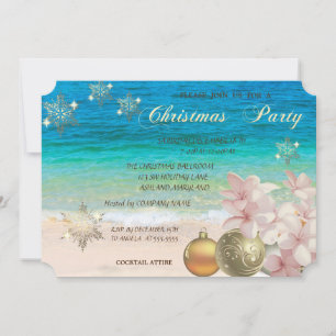 Beach, Plumeria, kerstballen Corporate Party Kaart