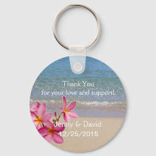 Beach Plumeria Personalized Key Ring Wedding Favor Sleutelhanger