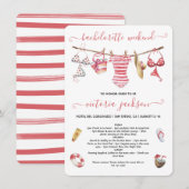 Beach Pool Bachelorette Weekend Clothline Kaart (Voorkant / Achterkant)