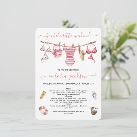 Beach Pool Bachelorette Weekend Clothline Kaart (Staand voorkant)
