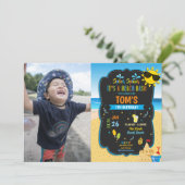 Beach Pool Birthday Party foto Kaart (Staand voorkant)