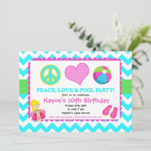 Beach Pool Invitation Kaart (Staand voorkant)