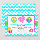 Beach Pool Invitation Kaart (Voorkant / Achterkant)