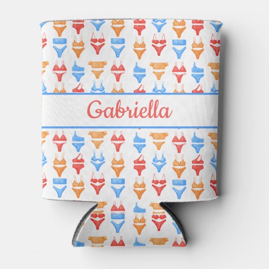 Beach Pool Party Gepersonaliseerde naam Bacheloret Blikjeskoeler (Voorkant)