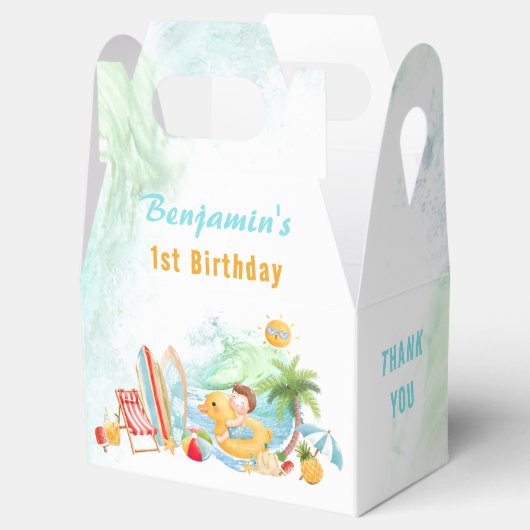 Beach Pool Party Zomer 1e Verjaardag Jongen Bedankdoosjes (Geopend)