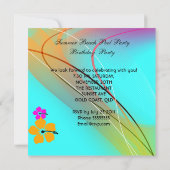 Beach Pool Summer Hot Pink Blauwgroen Kaart (Achterkant)