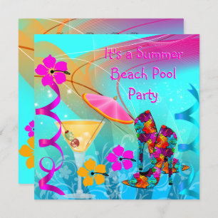 Beach Pool Summer Hot Pink Blauwgroen Kaart