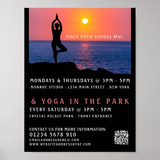 Beach portret, Yoga Class Adverteren Poster (Voorkant)