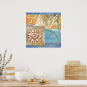 Beach Poster 1, "Surf met nautilus Shell" (Keuken)