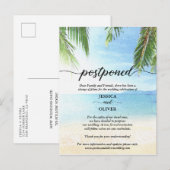 Beach Postponed Wedding Announding Briefkaarten (Voorkant / Achterkant)