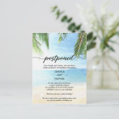 Beach Postponed Wedding Announding Briefkaarten (Staand voorkant)