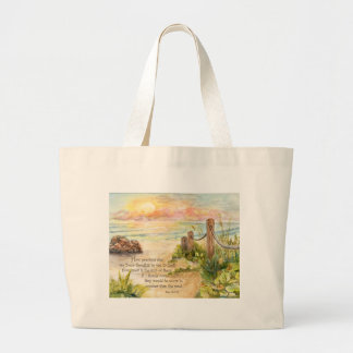 Beach Posts Sunrise-Psalm 139 8x10 Grote Tote Bag
