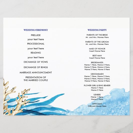 Beach | Programma Seaside Waterverf Wedding Folded (Achterkant)