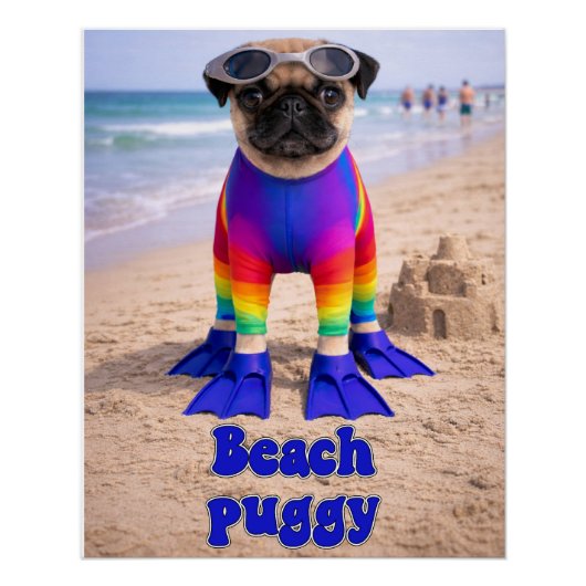 Beach Puggy Perfect Poster (Voorkant)