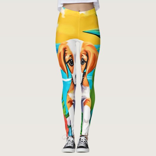 Beach Pup Paradise Uitzicht Leggings (Voorkant)