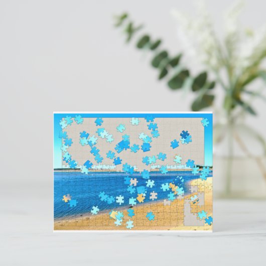 Beach Puzzle Briefkaart (Staand voorkant)