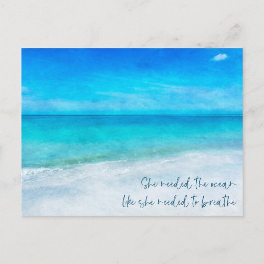 Beach Quote Florida Coastal Tropical Blauwgroen Bl Briefkaart (Voorkant)
