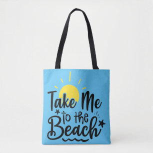 Beach quote gedrukte blauwe Canvas tas