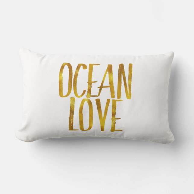 Beach Quote Glitter Gold Foil en White Ocean Love Kussen (Voorkant)