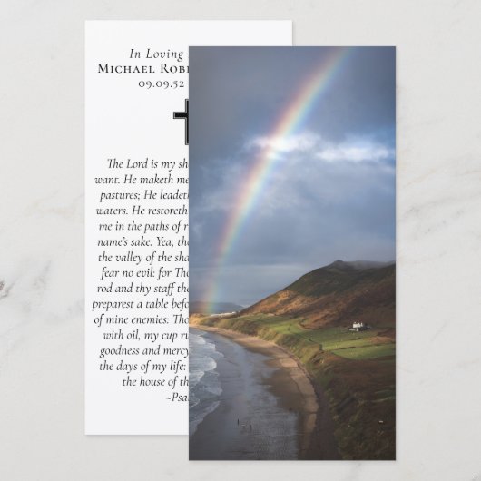 Beach Rainbow Foto Prayer Memorial Bladwijzer (Voorkant / Achterkant)