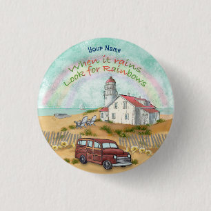 Beach Rainbow Lighthouse knop Ronde Button 3,2 Cm