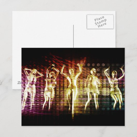 Beach Rave Party met Disco Dansans Girls Uitnodiging Briefkaart (Voorkant / Achterkant)