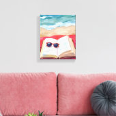 Beach Read | Ocean Waves Watercolor Painting Canvas Afdruk (Insitu (Woonkamer))