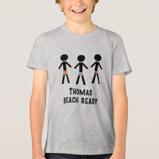 Beach Ready - Drie geklede jongens Tri-Blend Shirt (Voorkant)