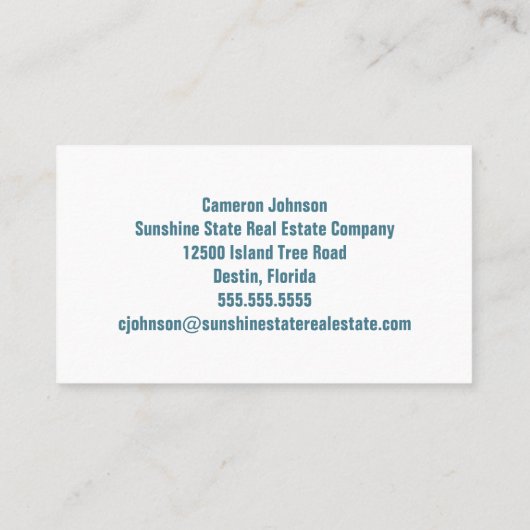 Beach Real Estate Company Coastal Realtor Visitekaartje (Achterkant)