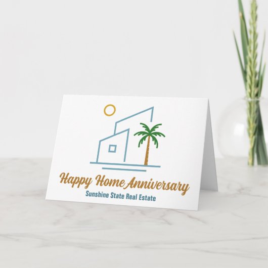 Beach Real Estate Company Happy Home Jubileum Kaart (Voorkant)