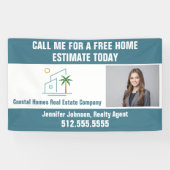 Beach Real Estate Company Marketing Coastal Blue Spandoek (Horizontaal)
