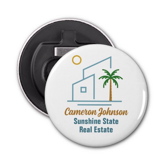 Beach Real Estate Company Schattige  Button Flesopener (Voorkant)