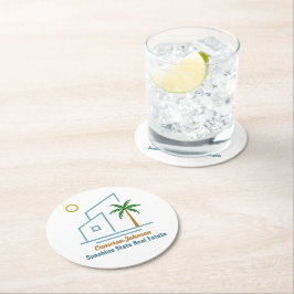 Beach Real Estate Company Schattige  Ronde Kartonnen Onderzetter