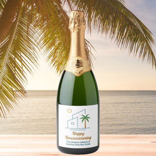 Beach Real Estate Company Schattige  Sparkling Wijnetiket