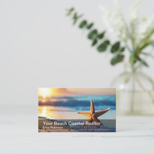 Beach Realtor Coastal Ocean Theme Visitekaartje (Staand voorkant)