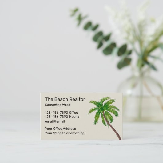 Beach Realtor Palm Tree-ontwerp Visitekaartje (Staand voorkant)