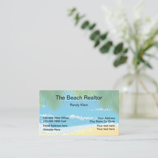 Beach Realtor Tropical Coastal Design Visitekaartje (Staand voorkant)