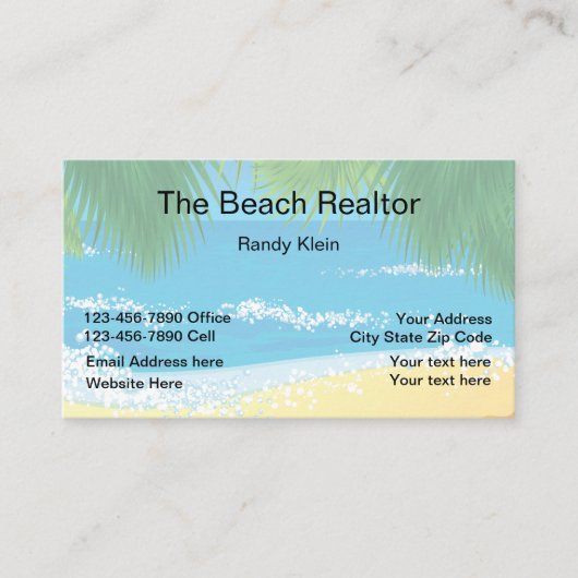 Beach Realtor Tropical Coastal Design Visitekaartje (Voorkant)