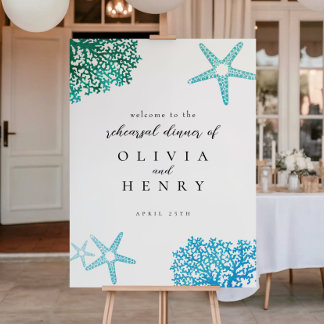Beach Rehearsal Dinner Starfish Welcome Sign Poster