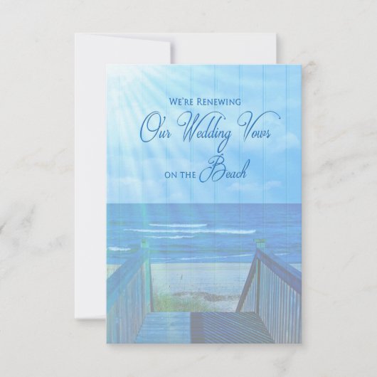Beach RENEWING Wedding Invitation - Ocean/Sun-rays Kaart (Voorkant)