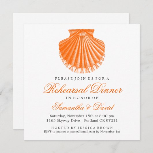 Beach repesal Dinner Scallop Shell Oranje Kaart (Voorkant / Achterkant)