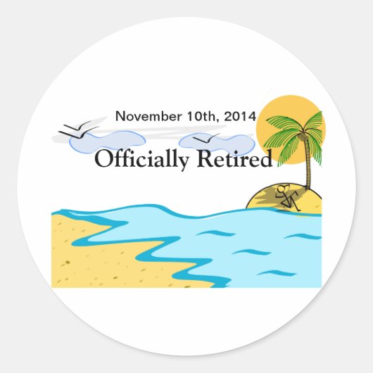 Beach Retirement Naam en datum toevoegen Ronde Sticker (Voorkant)