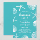 Beach Retirement Party Elegant Turquoise Seashells Kaart (Voorkant / Achterkant)