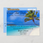 Beach Retirement Save the Date Briefkaart (Voorkant / Achterkant)