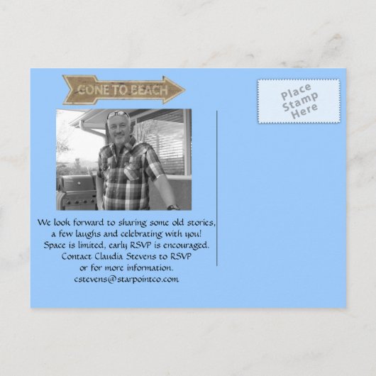 Beach Retirement Save the Date Briefkaart (Achterkant)