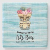 Beach Retro Tiki Bar monogramma Stenen Onderzetter (Voorkant)