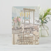 Beach Retro Wedding Floral Arch RSVP Kaart (Staand voorkant)