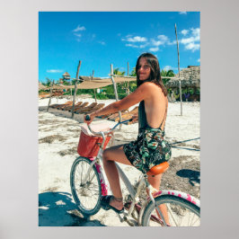 Beach Ride Aesthetic - Vrouw op de fiets bij het Z Poster
